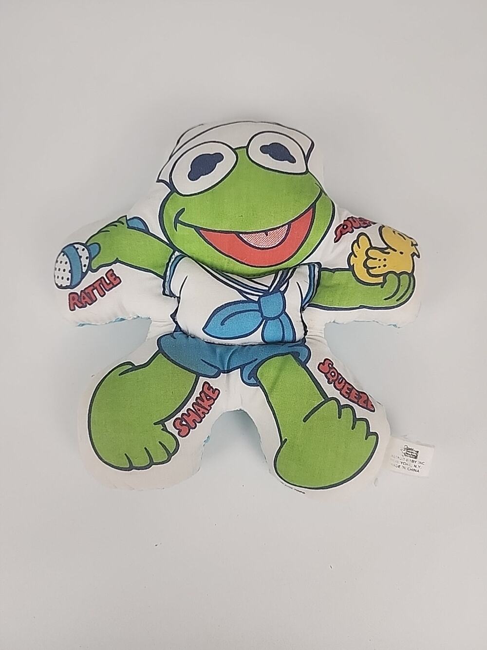 Vintage Kermit the Frog Rattle Plush 1989 Remco Baby